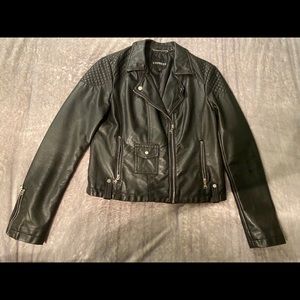Express Black Vegan “leather” Crop Moto Jacket